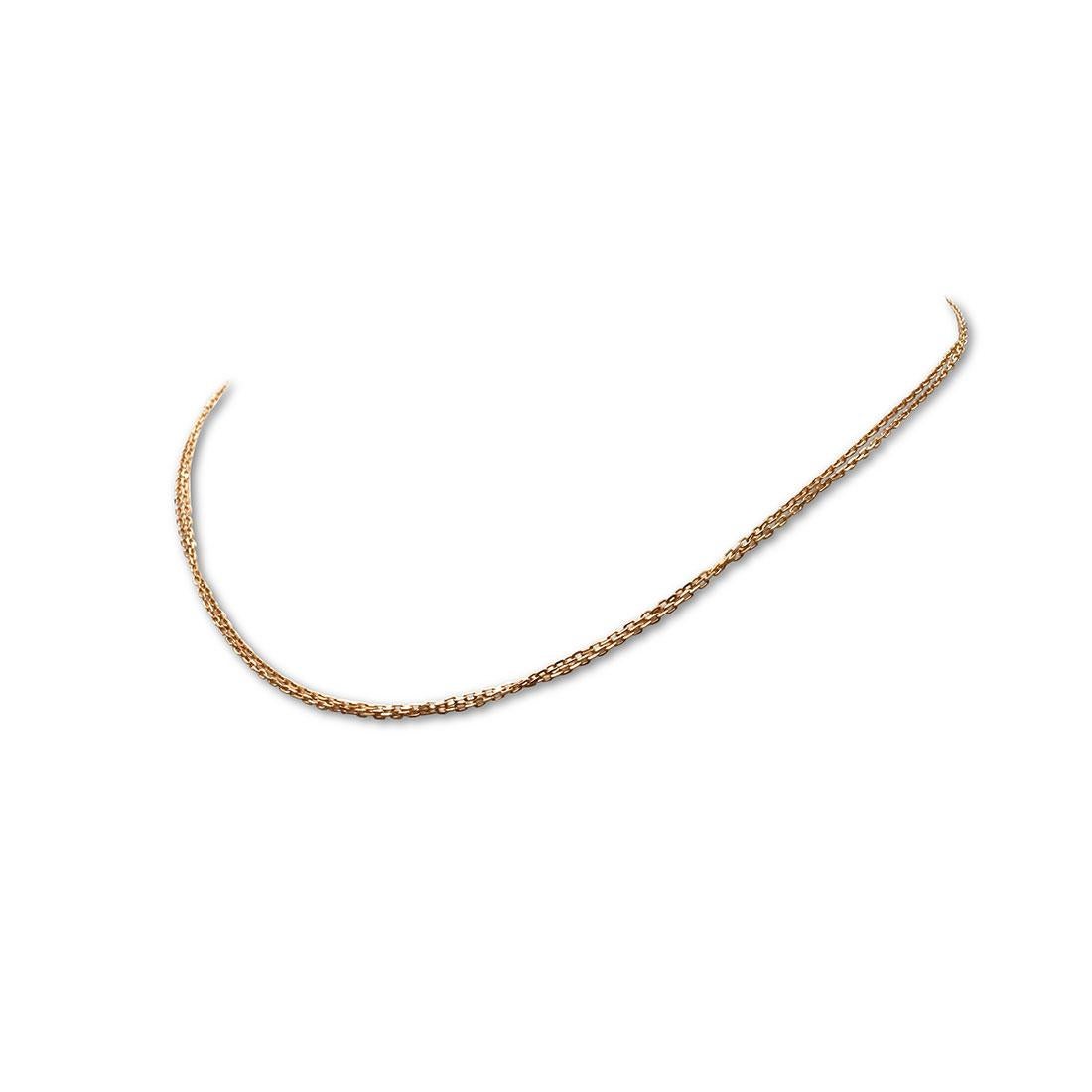 Authentisches Cartier-Kettencollier aus 18 Karat Roségold. Diese klassische Halskette besteht aus einem doppelten Strang mit Kastengliederketten. Die Halskette misst 15 1/2 Zoll in der Länge mit einem Karabiner-Verschluss. Signiert Cartier, Au750,