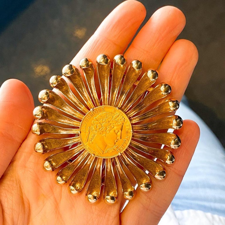Cartier Rose Gold Coin 1950s Brooch For Sale at 1stDibs