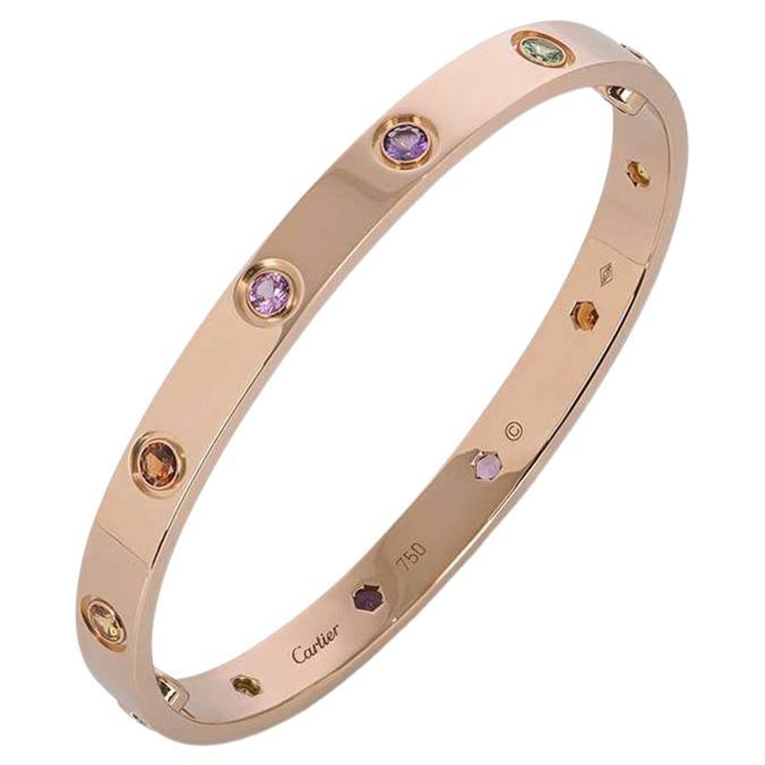 Cartier Love-Armband aus Roségold mit farbigen Steinen und  