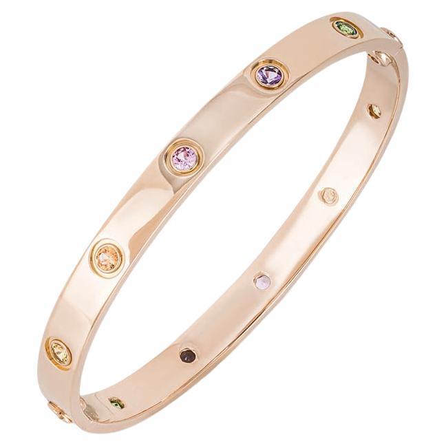 Cartier Bracelet d
amour en or rose avec pierres de couleur Taille 16 B6036516 en vente
