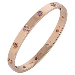 Cartier Rose Gold Coloured Stones Love Bracelet Size 17 B6036517