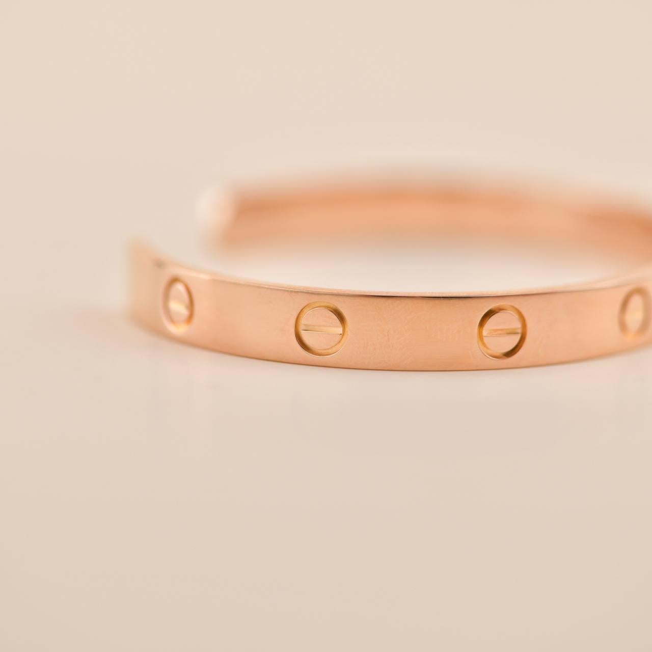 Cartier Rose Gold Cuff Love Bracelet Size 18 3