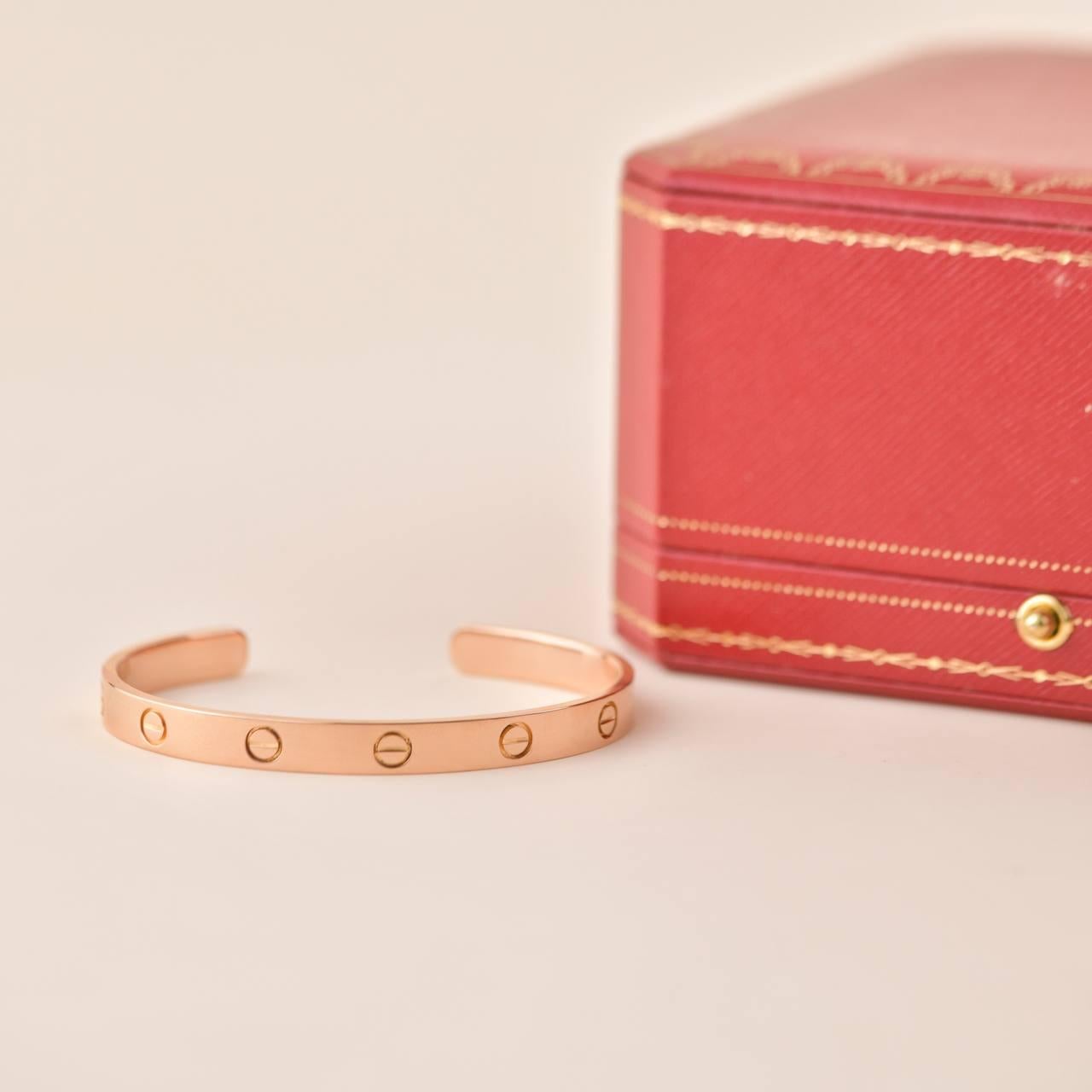 Cartier Rose Gold Cuff Love Bracelet Size 18 4