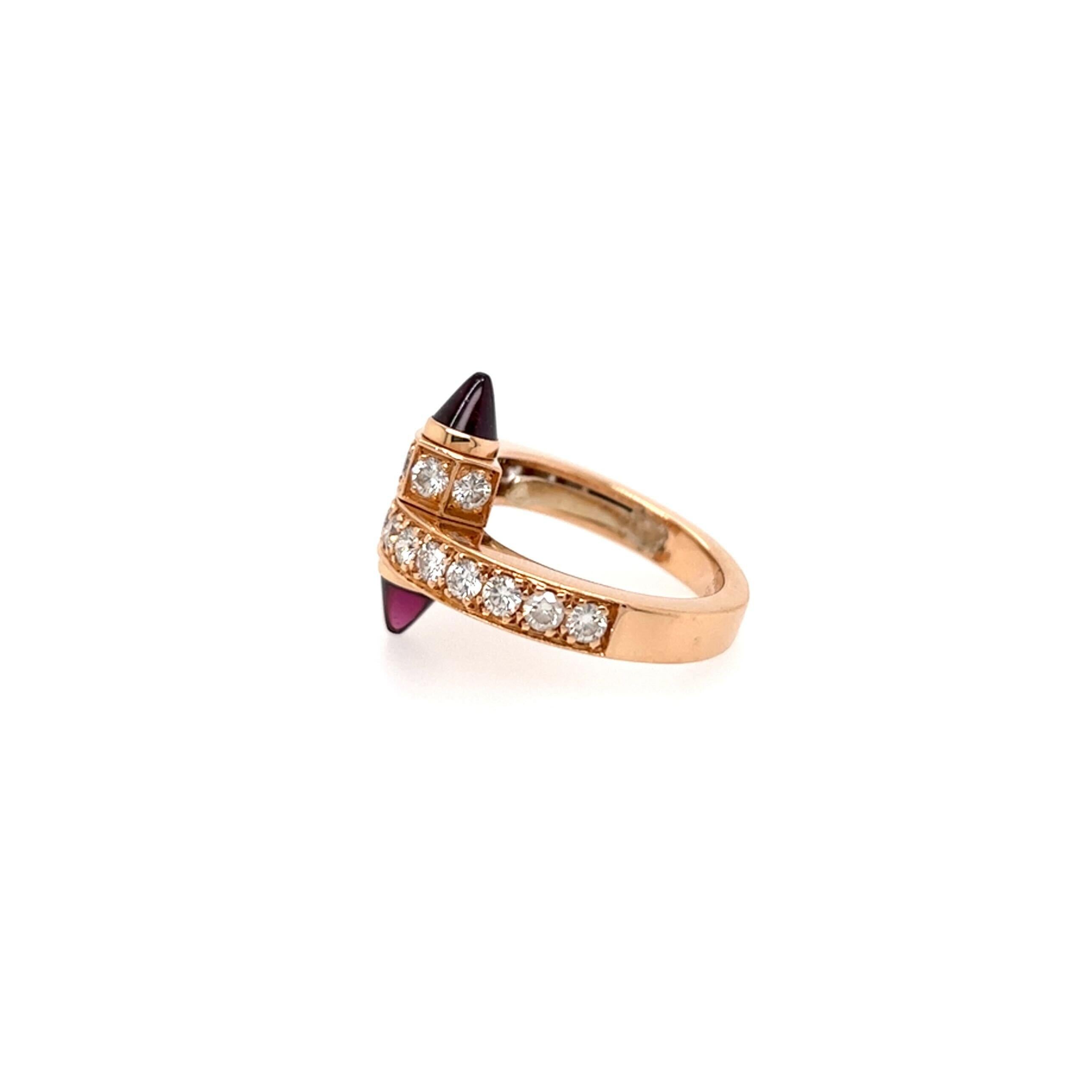Cartier Menotte-Ring aus Roségold, Diamant und rosa Turmalin (Rundschliff)