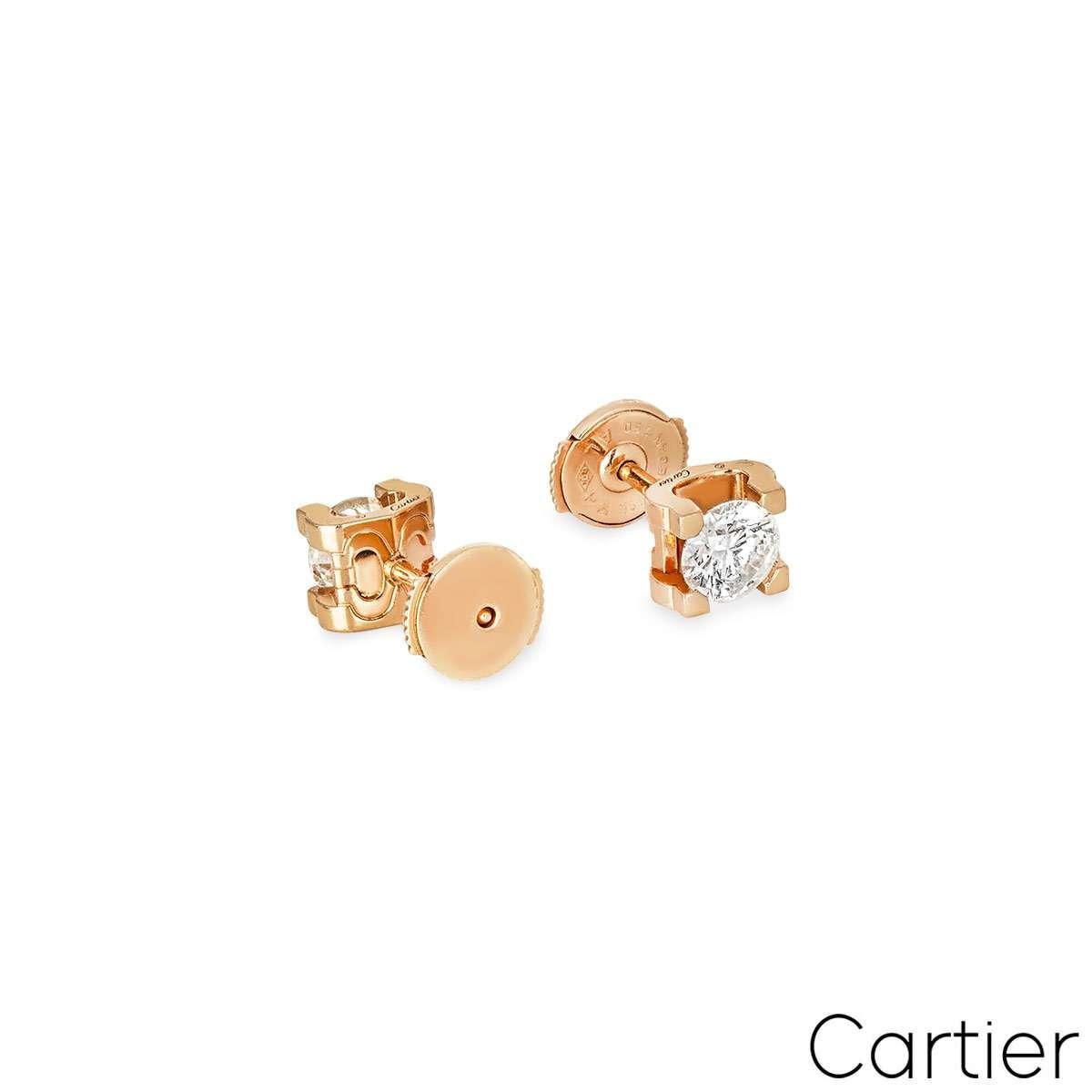Taglio brillante Orecchini Cartier in oro rosa con diamanti C de Cartier 1,21ct TDW XXX N8502300