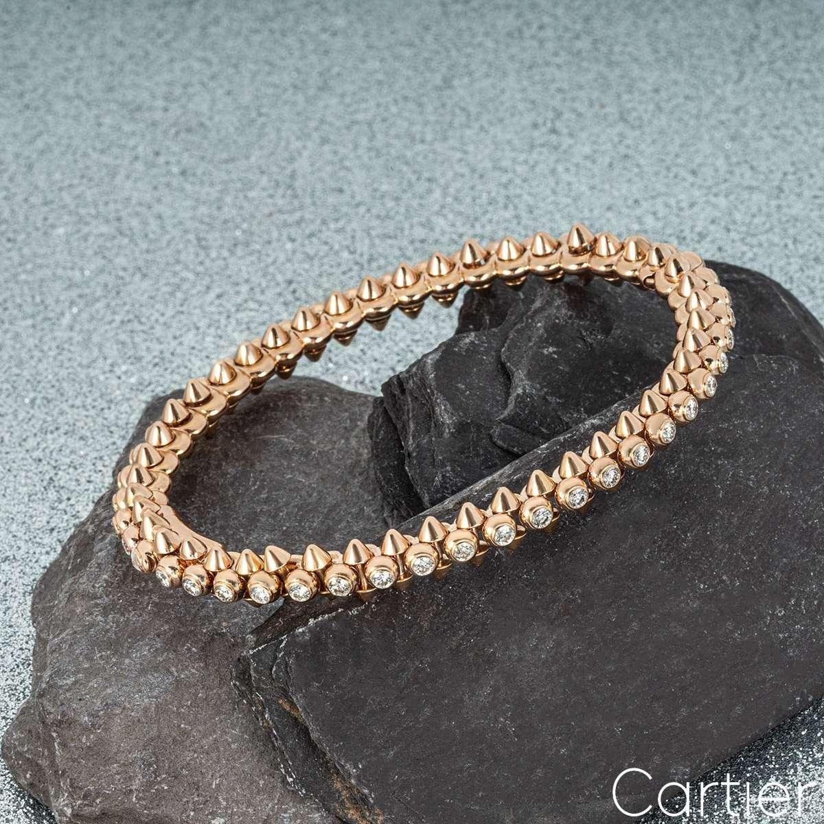 Cartier Rose Gold Diamond Clash de Cartier Bracelet Size 15 N6715015 In Excellent Condition In London, GB