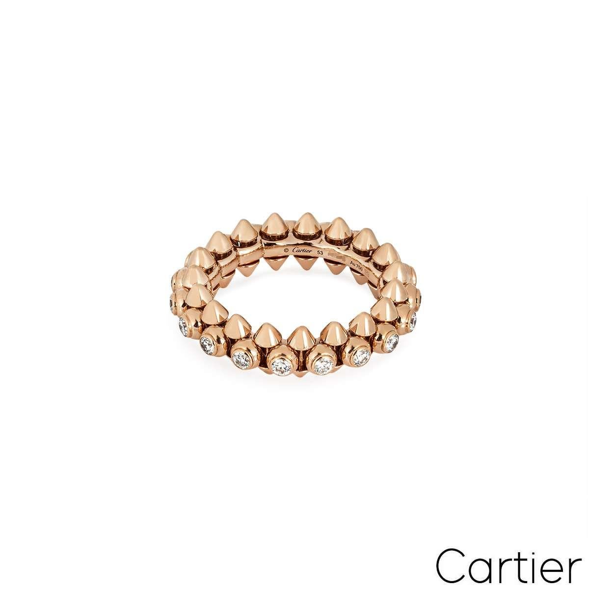 Cartier Rose Gold Diamond Clash de Cartier Ring Size 53 N4765400 In Excellent Condition For Sale In London, GB