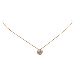Cartier Rose Gold Diamond Heart Pendant Necklace