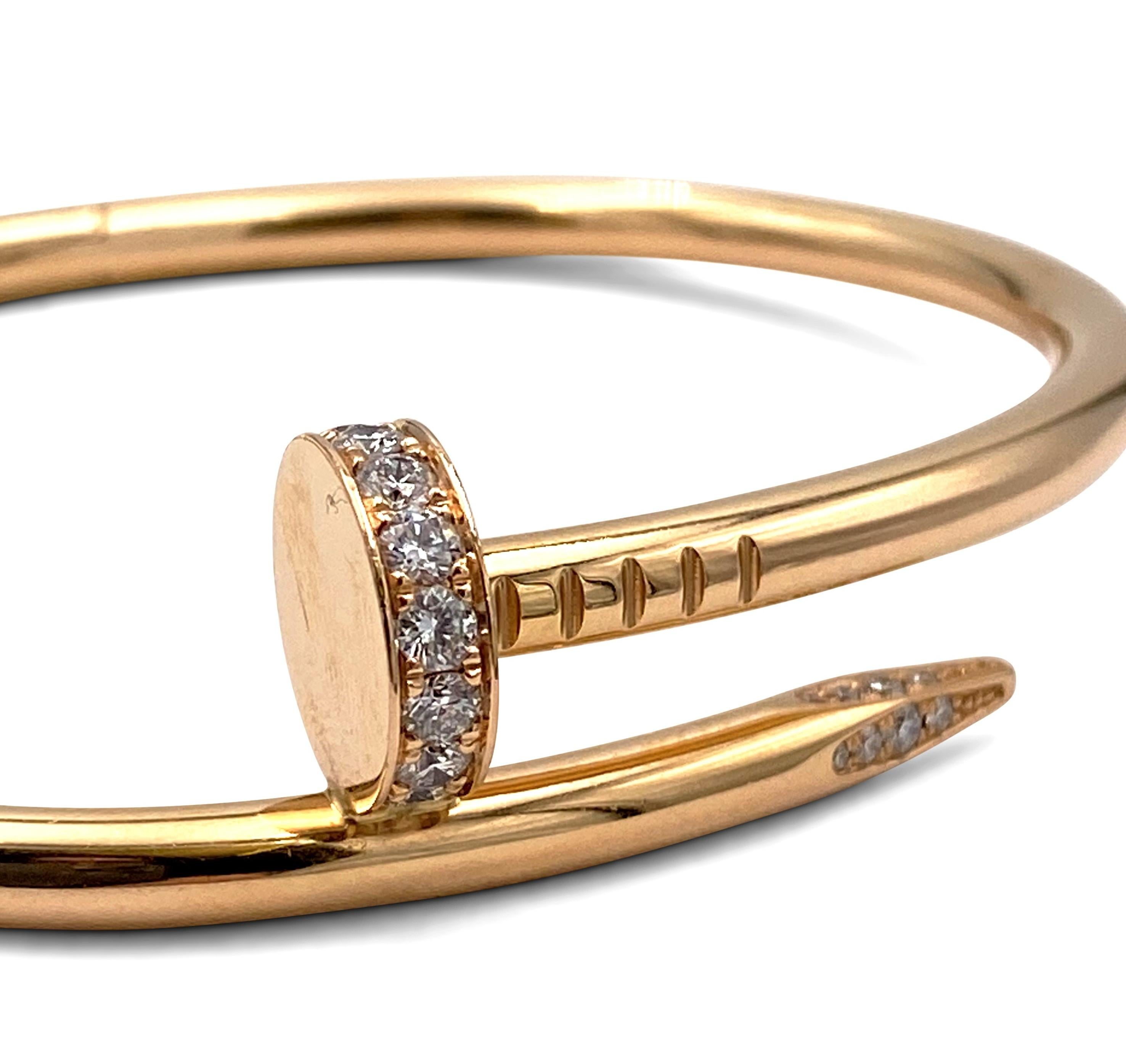 Round Cut Cartier Rose Gold Diamond Juste un Clou Bracelet