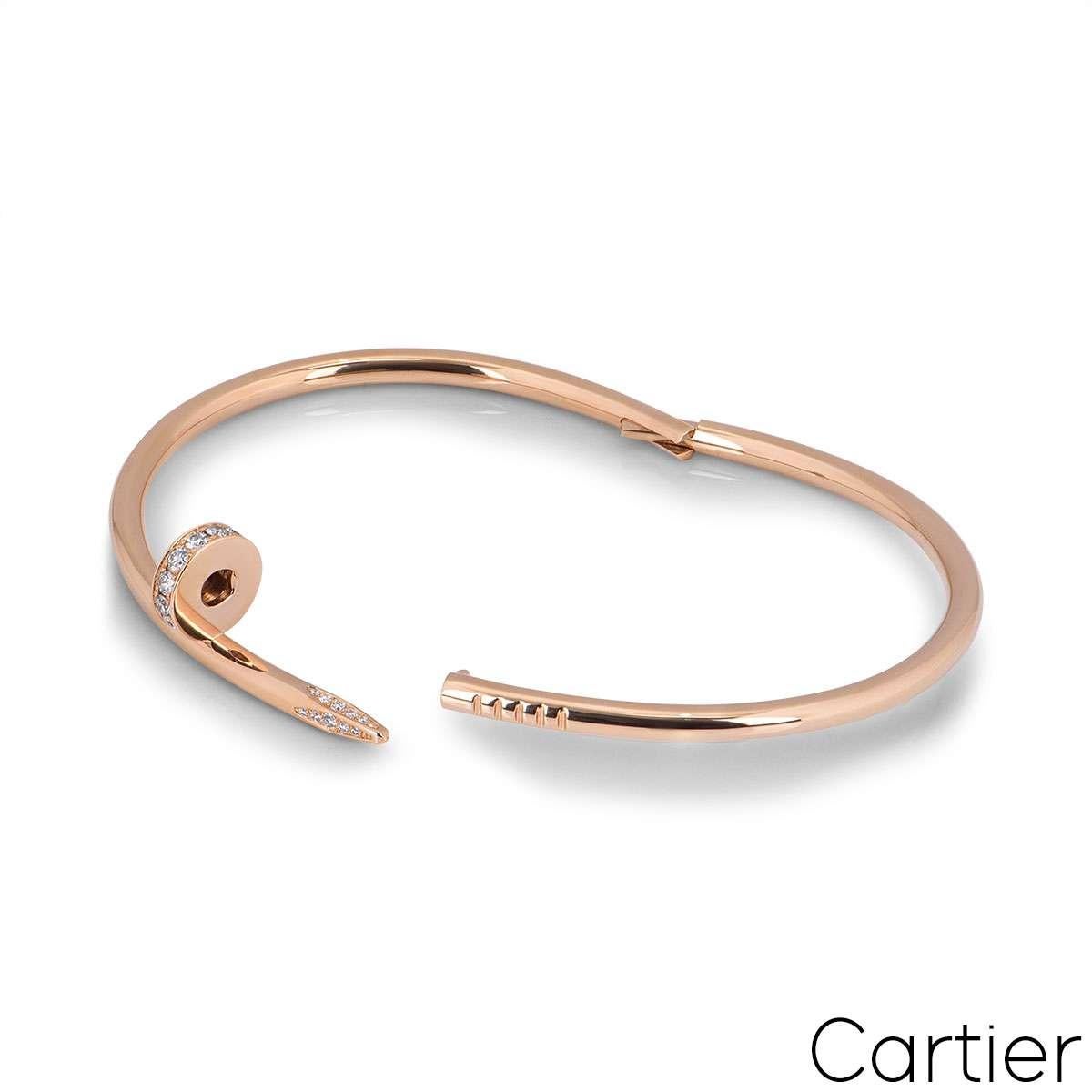 Cartier Oro Rosa Diamante Juste Un Clou Pulsera Talla 17 B6048517 en Excelente estado para la venta en Mayfair, London, London