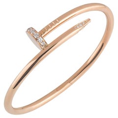 Cartier Rose Gold Diamond Juste Un Clou Bracelet Size 17 B6048517