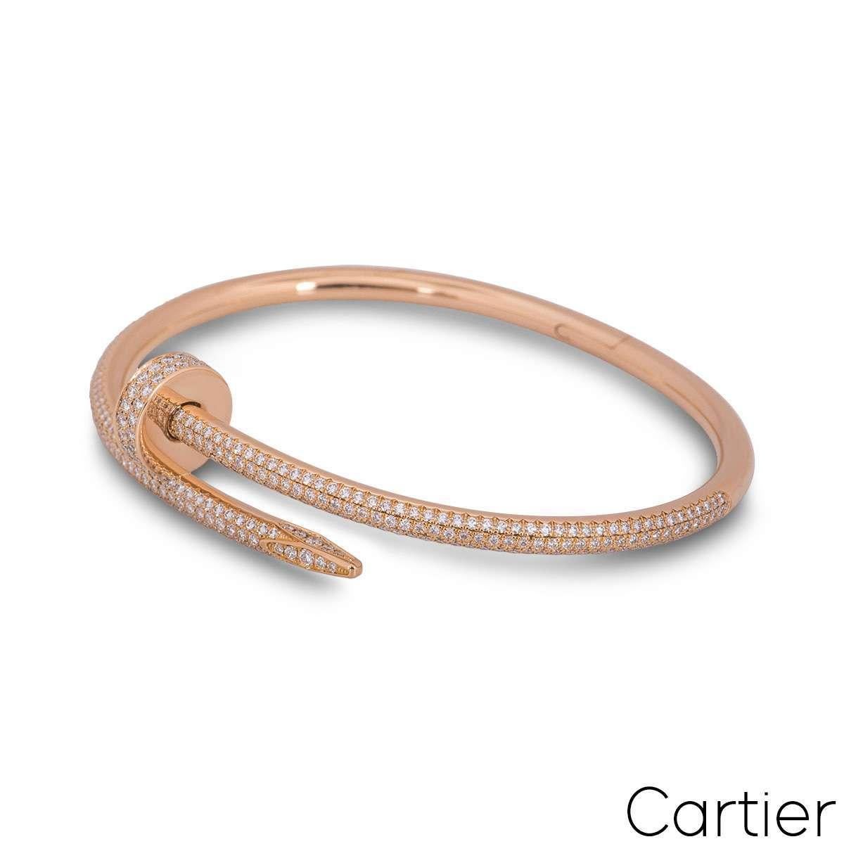 Cartier Bracelet Juste Un Clou en or rose et diamants, taille 17 N6702117 Excellent état - En vente à London, GB