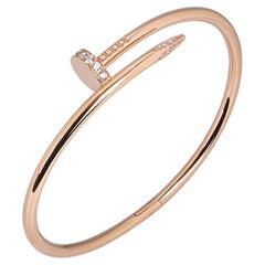 Cartier Rose Gold Diamond Juste Un Clou Bracelet Size 19 B6048519