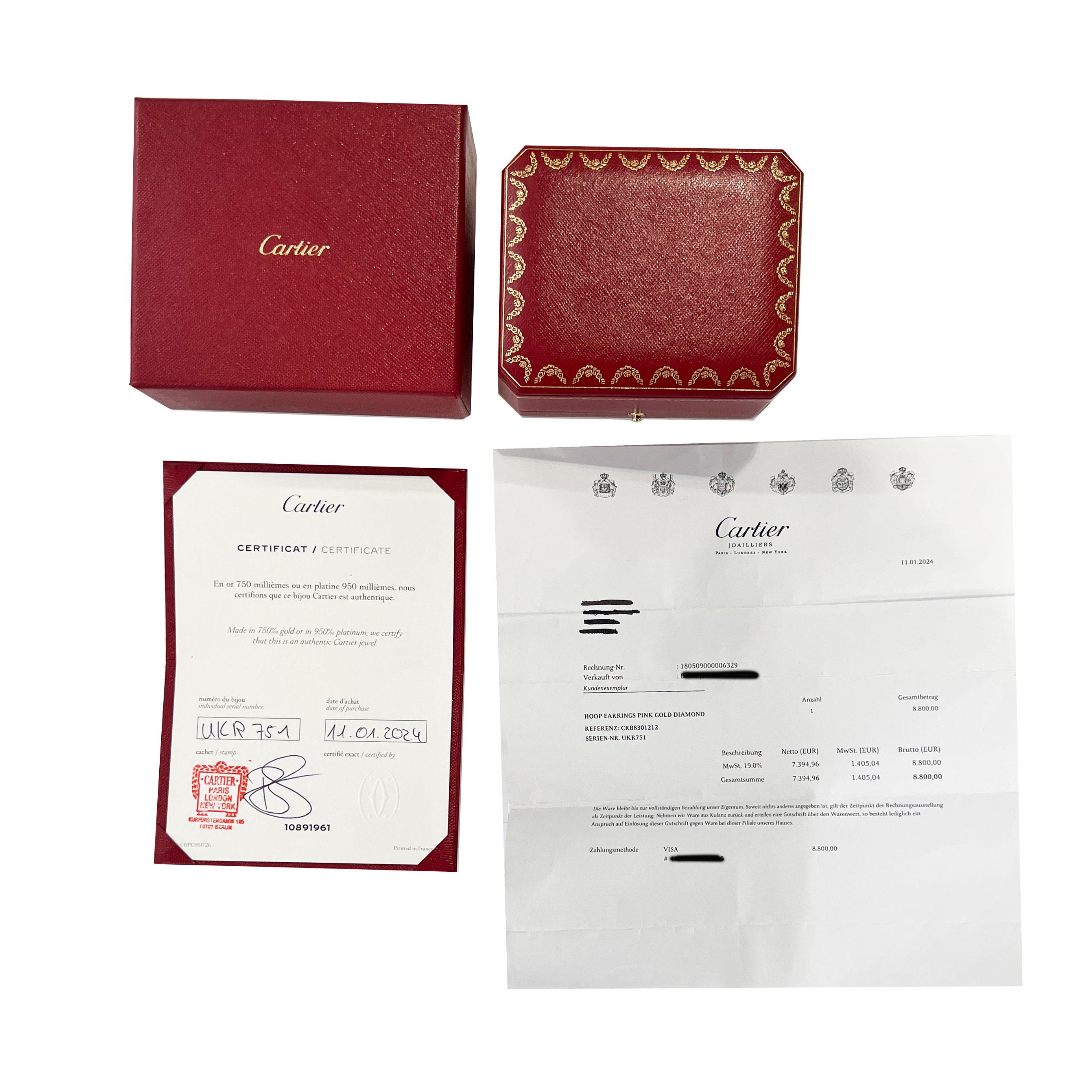 Boucles d'oreilles Juste Un Clou en or rose et diamant grand modèle de Cartier Pour femmes en vente