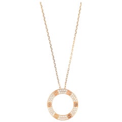Cartier Rose Gold Diamond Love Circle Charm Necklace