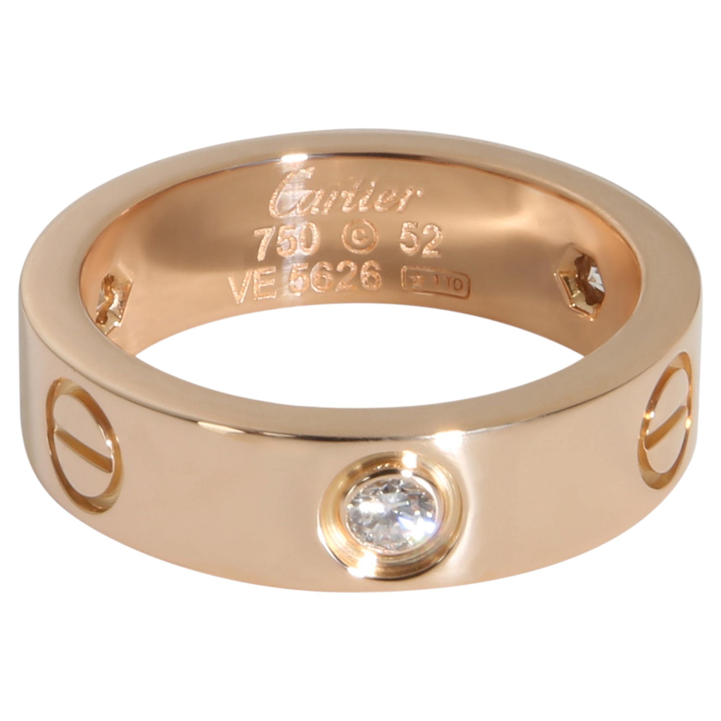 Cartier Rose Gold Diamond Love Ring For Sale