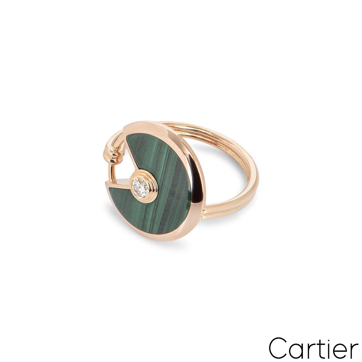 Cartier Amulette De Cartier Ring aus Roségold mit Diamanten und Malachit Damen im Angebot