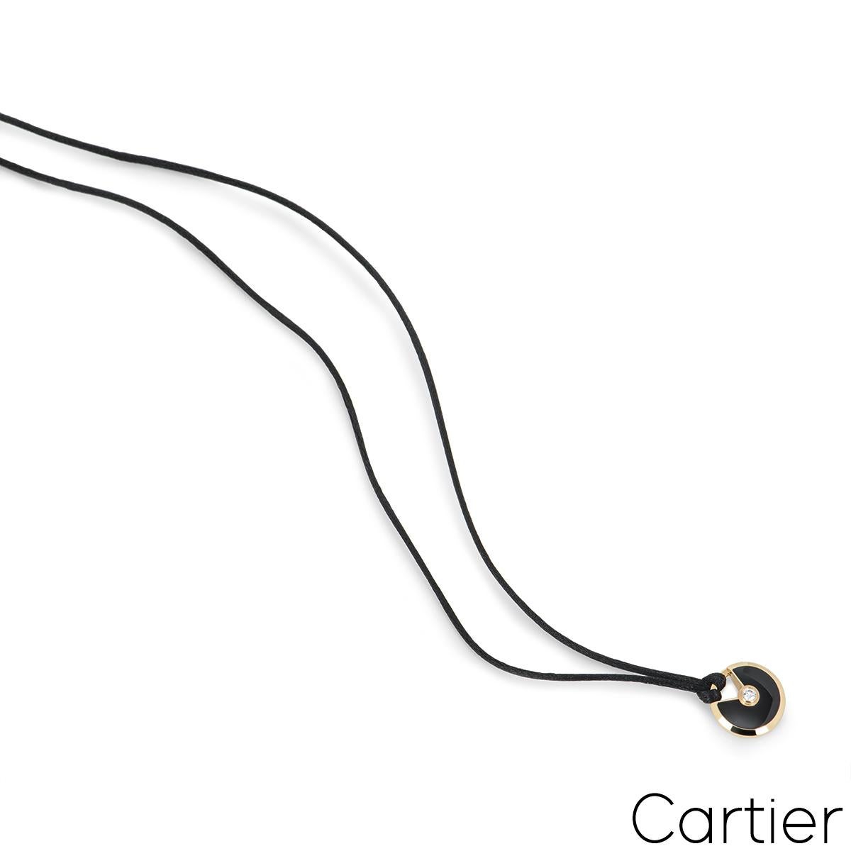 Cartier Amulette De Cartier Halskette, Roségold Diamant & Onyx (Rundschliff) im Angebot
