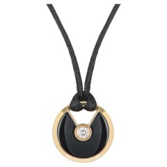Cartier Rose Gold Diamond & Onyx Amulette De Cartier Necklace