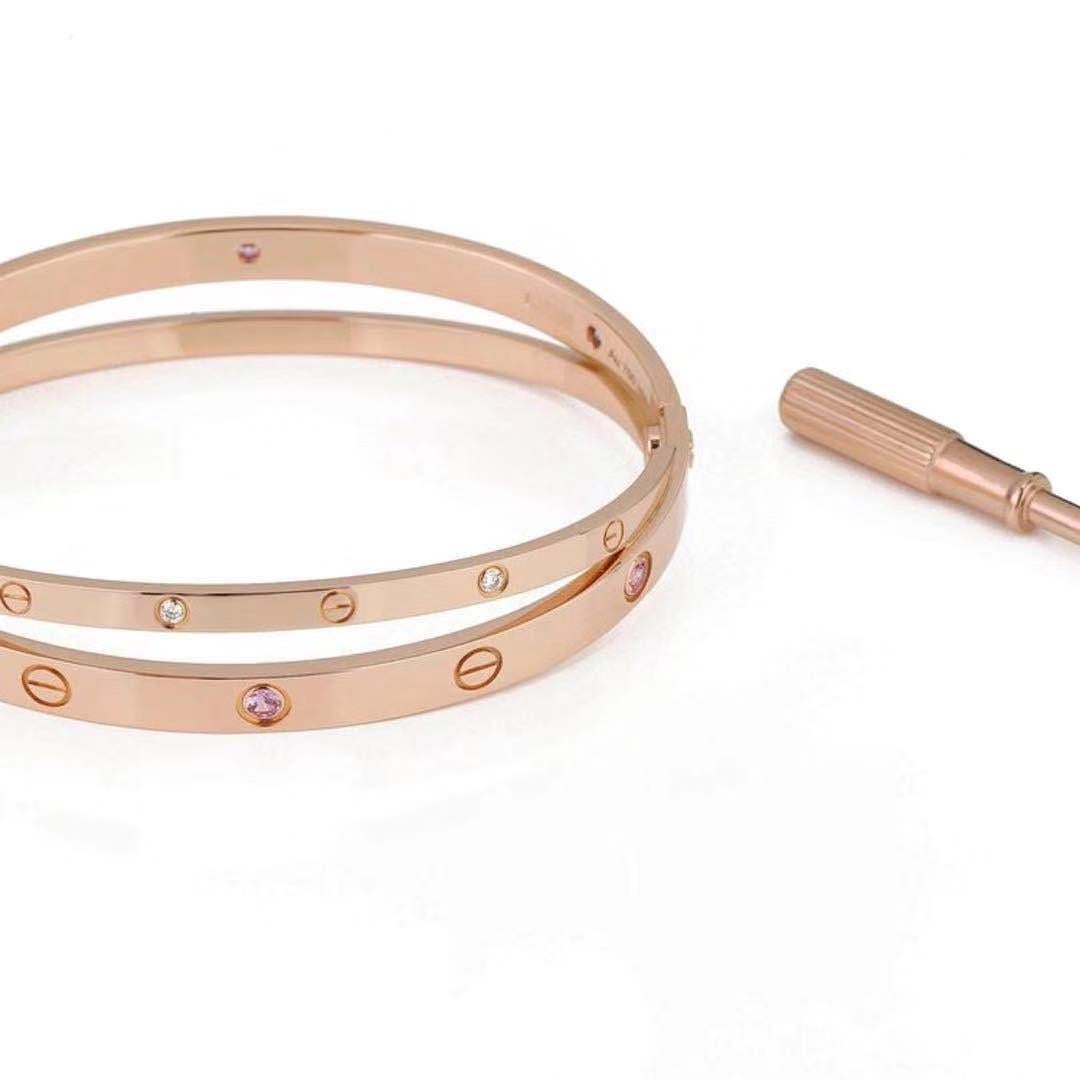 Cartier Rose Gold Diamond Pink Sapphire Love Bracelet N6705900 1