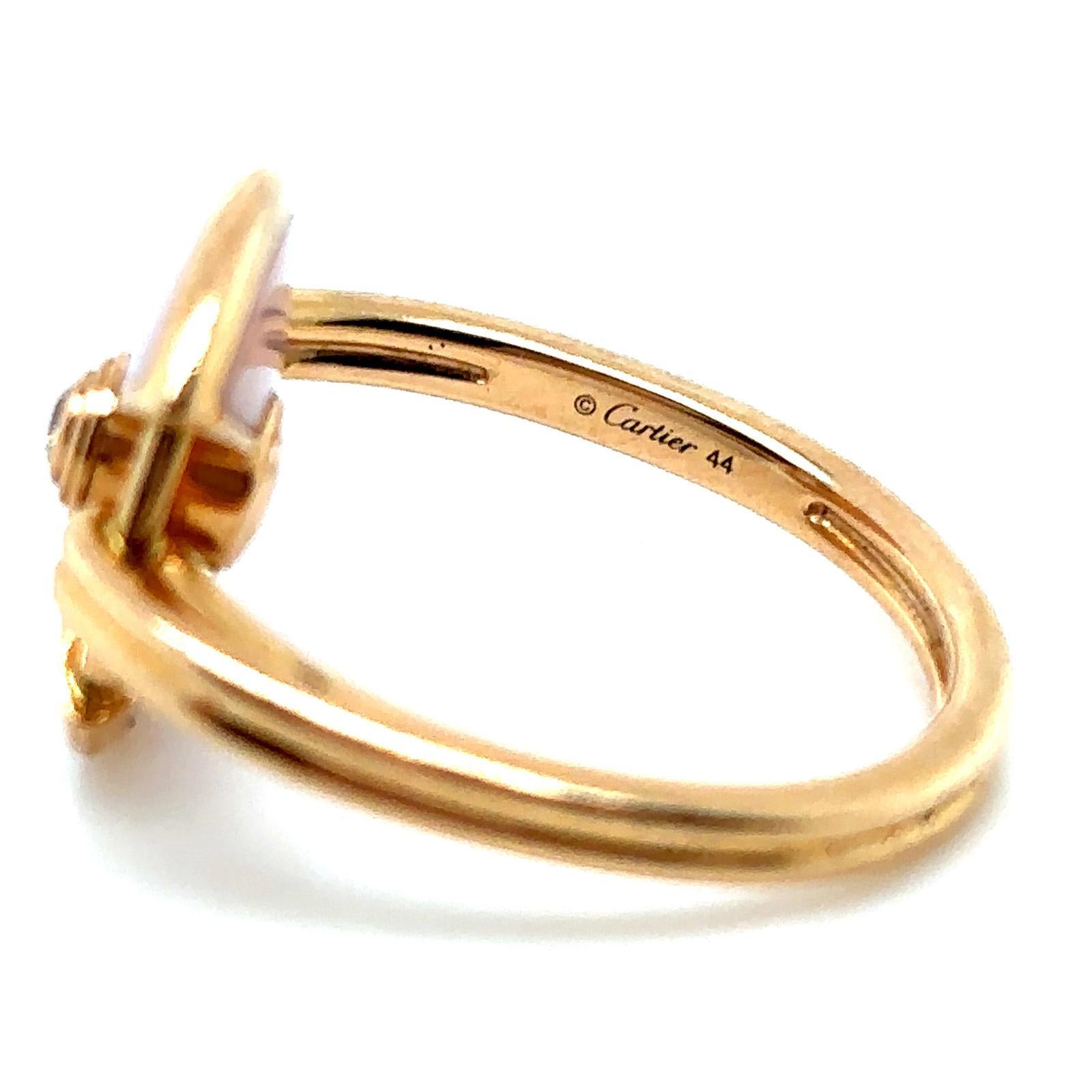 Round Cut Cartier Rose Gold Diamond Rose Quartz Amulette De Cartier Ring For Sale