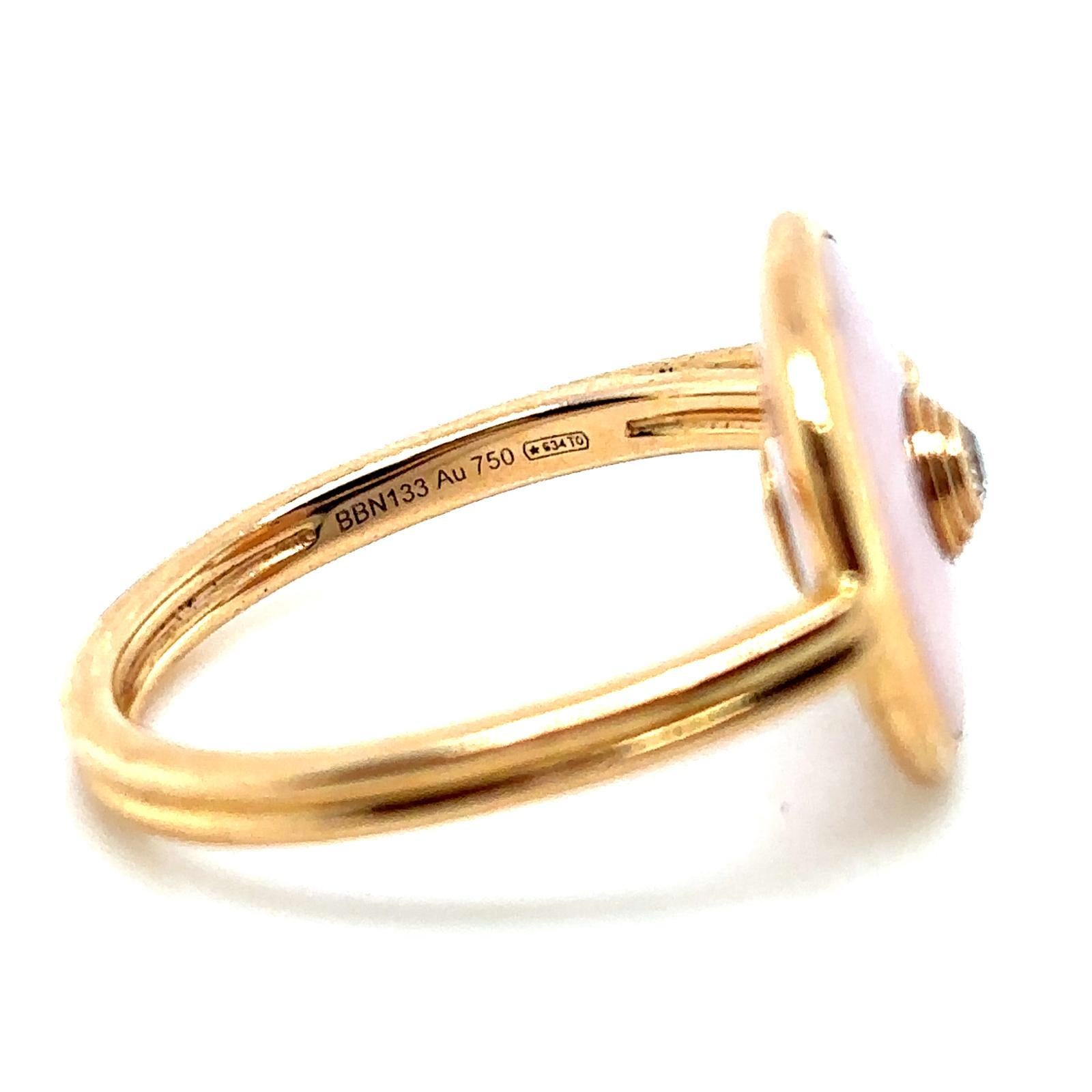 Cartier Rose Gold Diamond Rose Quartz Amulette De Cartier Ring In Good Condition For Sale In London, GB
