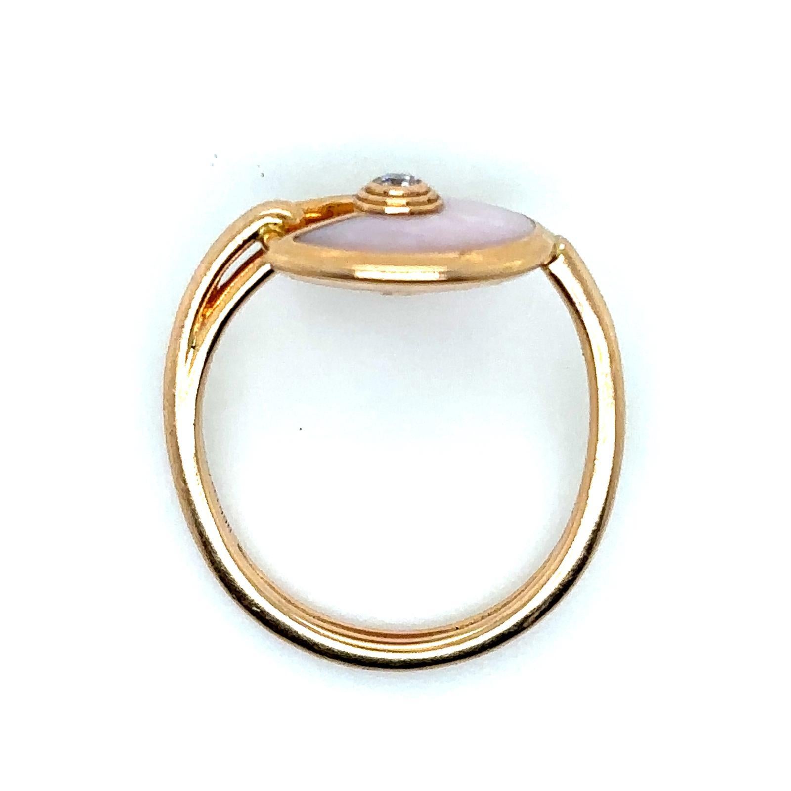 Cartier Rose Gold Diamond Rose Quartz Amulette De Cartier Ring For Sale 1