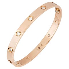 Cartier Rose Gold Full Diamond Love Bracelet Size 17 B6040617