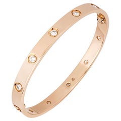 Cartier Rose Gold Full Diamond Love Bracelet Size 18 B6040618