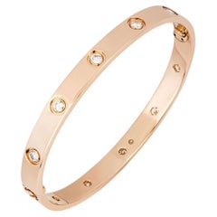 Cartier Rose Gold Full Diamond Love Bracelet Size 20 B6040620