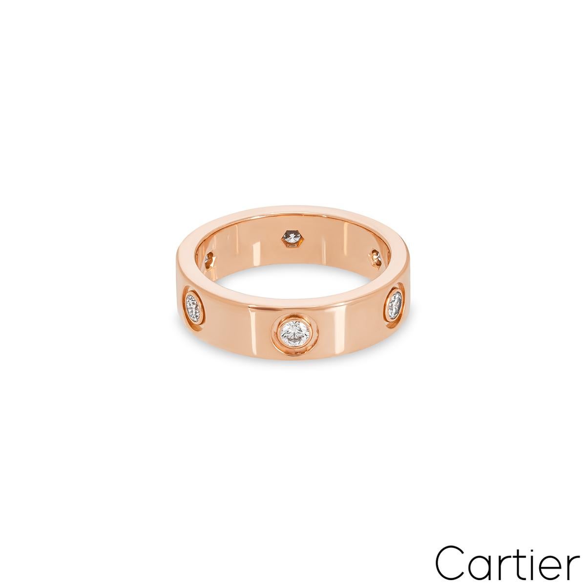 Brilliant Cut Cartier Rose Gold Full Diamond Love Ring B4097500