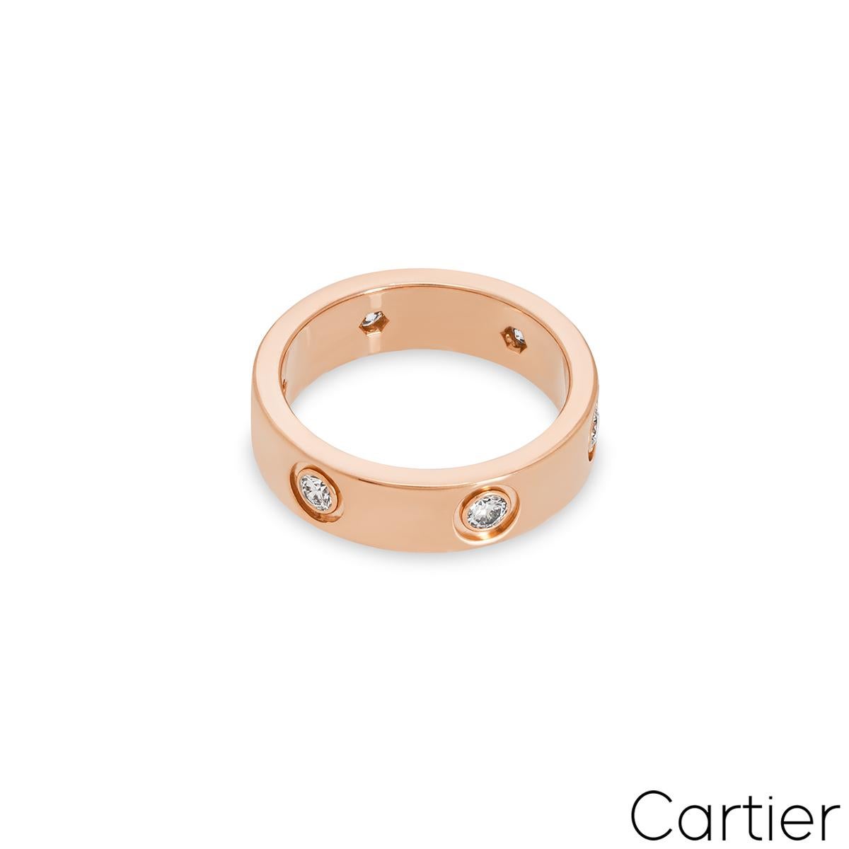 Cartier Rose Gold Full Diamond Love Ring B4097500 In Excellent Condition In London, GB