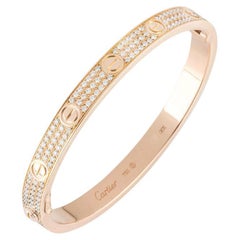 Cartier Rose Gold Full Diamond Pave Love Bracelet N6036916