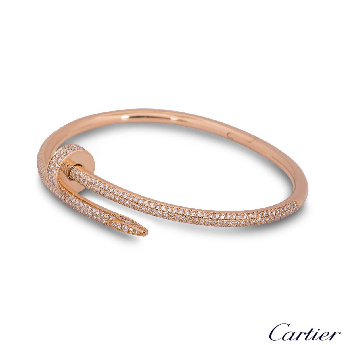 Cartier Rose Gold Full Pave Diamond Juste Un Clou Bracelet N6702117 For ...