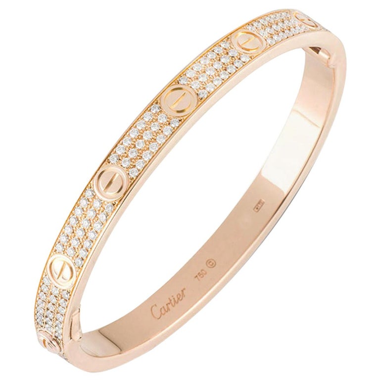 Cartier Rose Gold Full Pave Diamond Love Bracelet N6036918 at 1stDibs | cartier  love full diamond, cartier full diamond, cartier bracelet full diamond