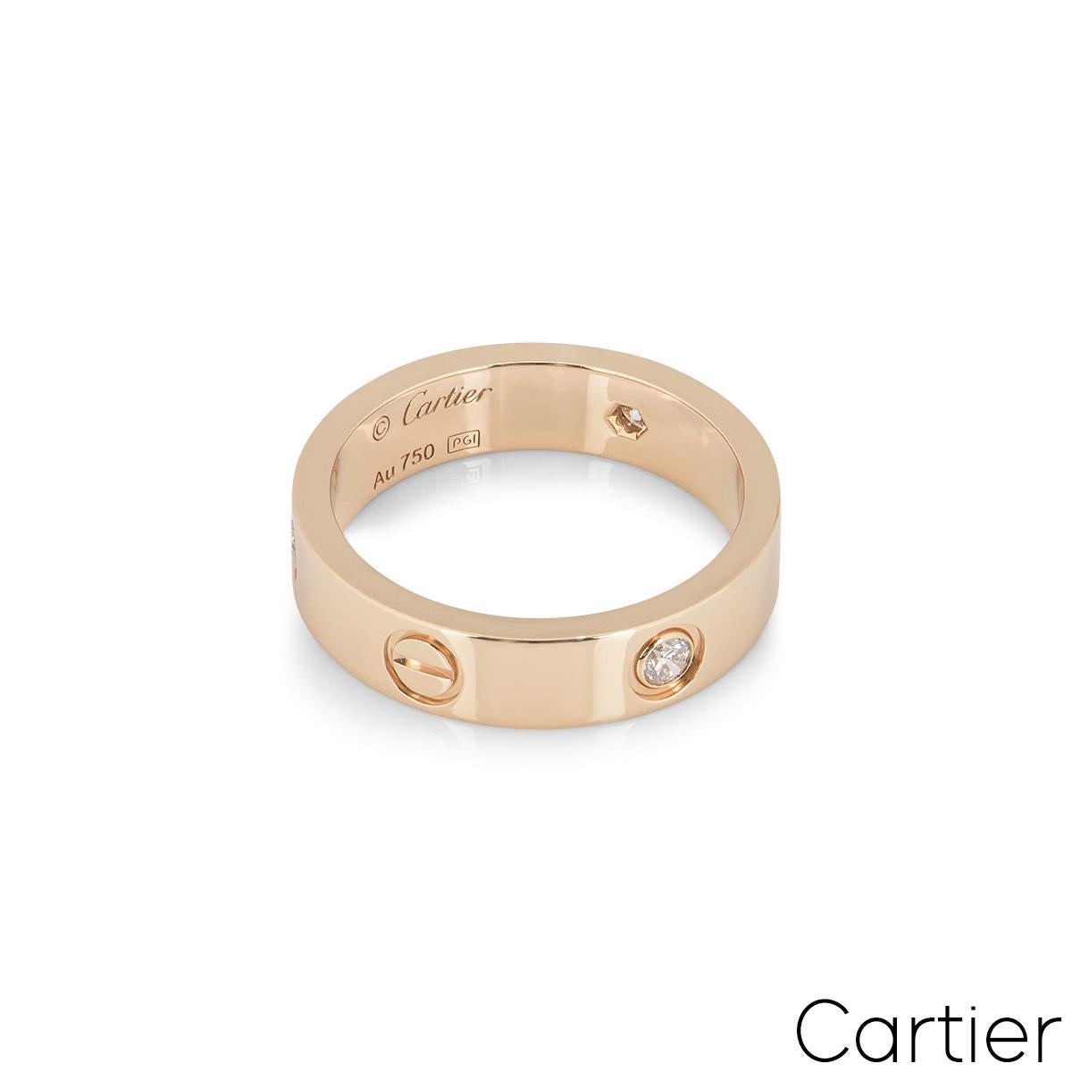 Cartier, bague d'amour en or rose avec demi diamant, taille 50 B4087500 Excellent état - En vente à London, GB