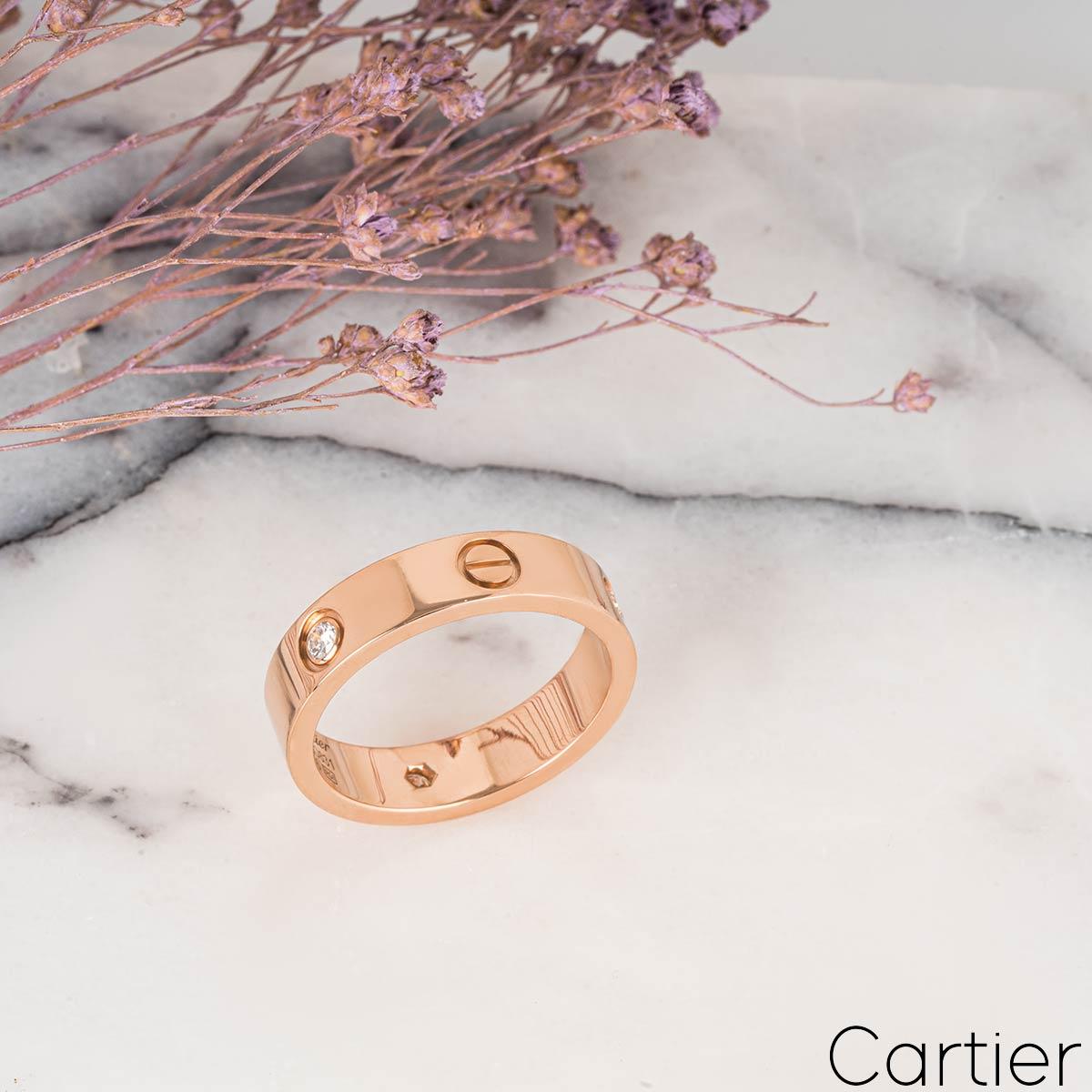 Cartier, bague d'amour en or rose avec demi diamant, taille 50 B4087500 Pour femmes en vente