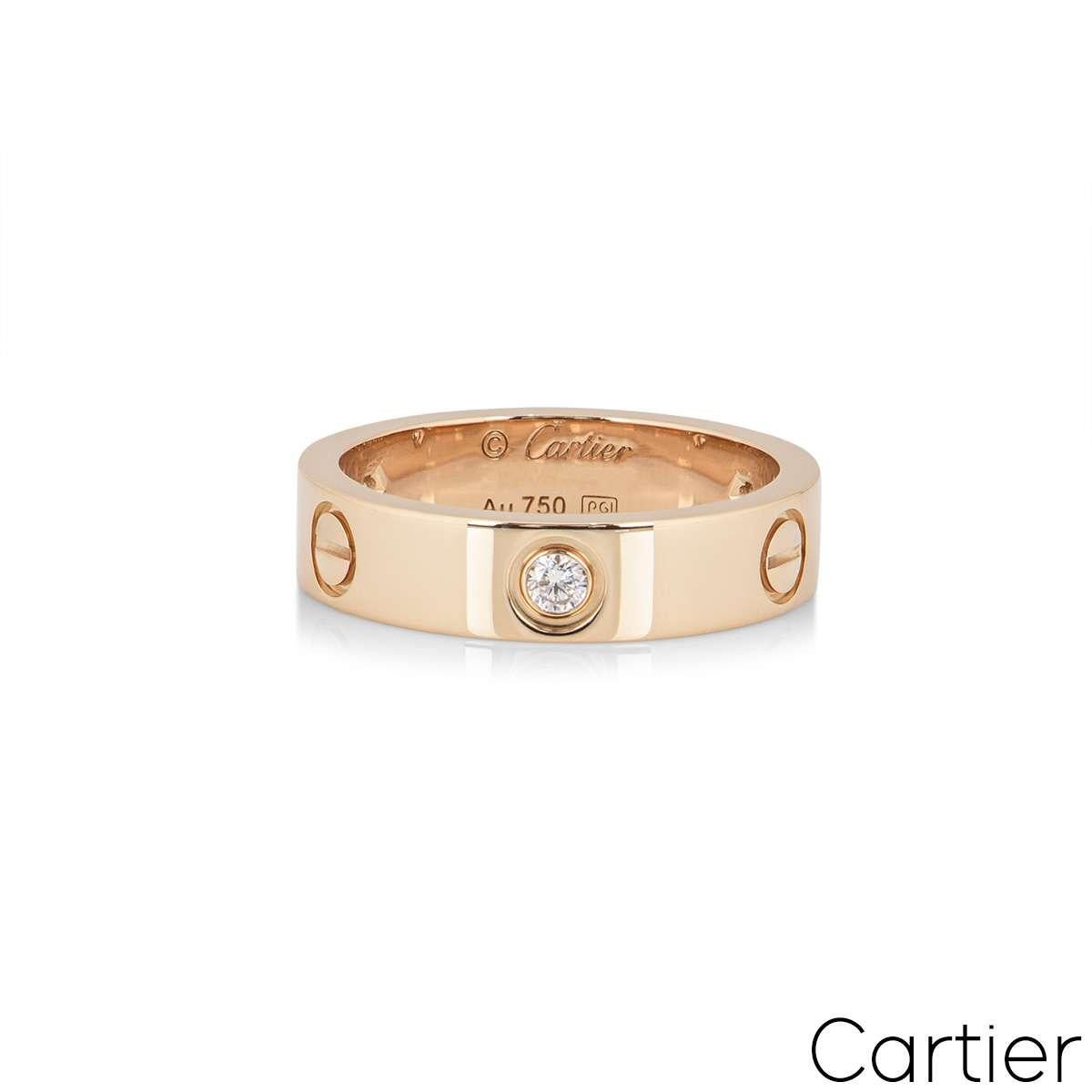 Taille ronde Cartier, bague d'amour en or rose avec demi diamant, taille 54 B4087500 en vente