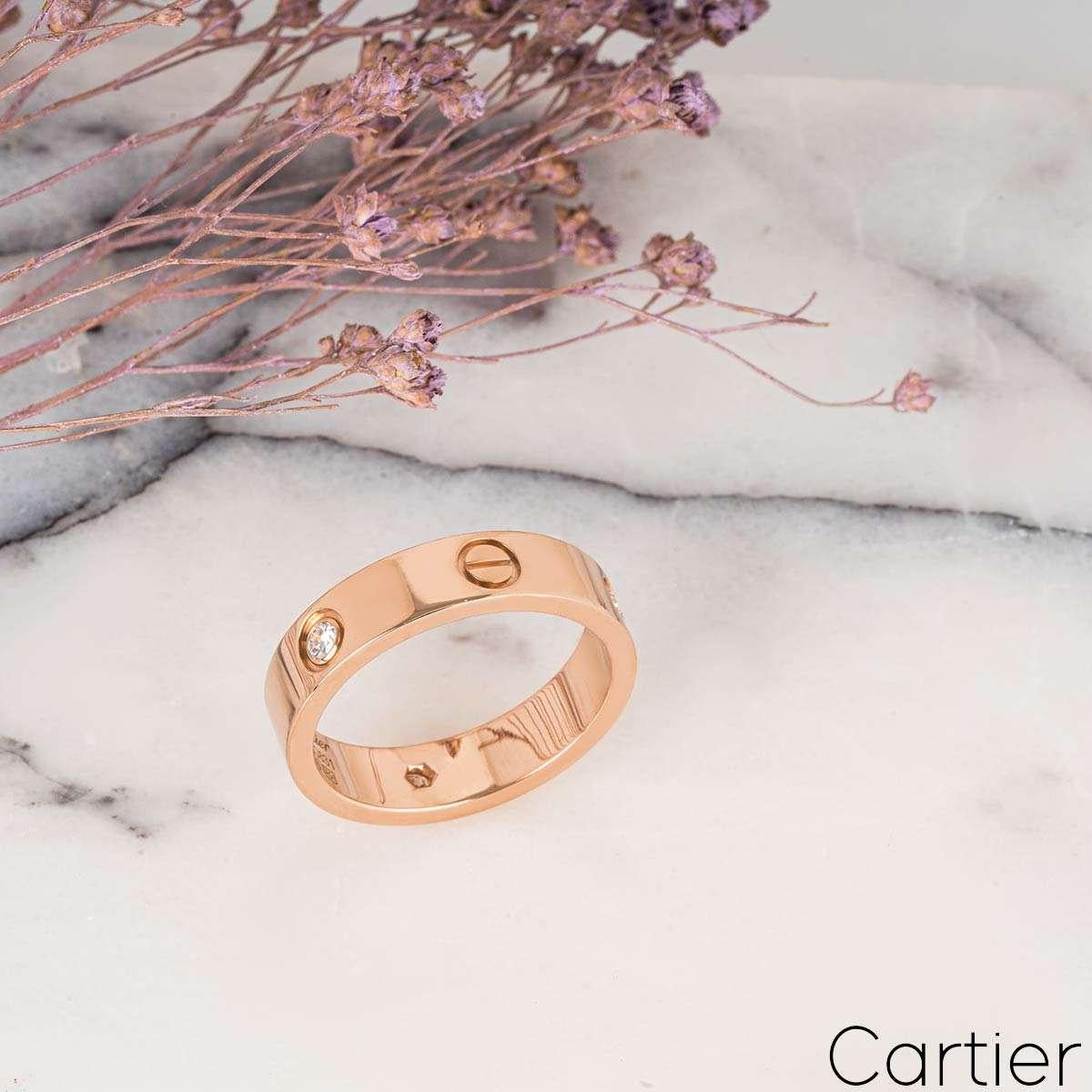 Cartier, bague d'amour en or rose avec demi diamant, taille 54 B4087500 Pour femmes en vente