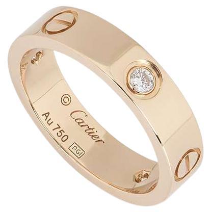 Cartier Rose Gold Half Diamond Love Ring Size 54 B4087500 For Sale