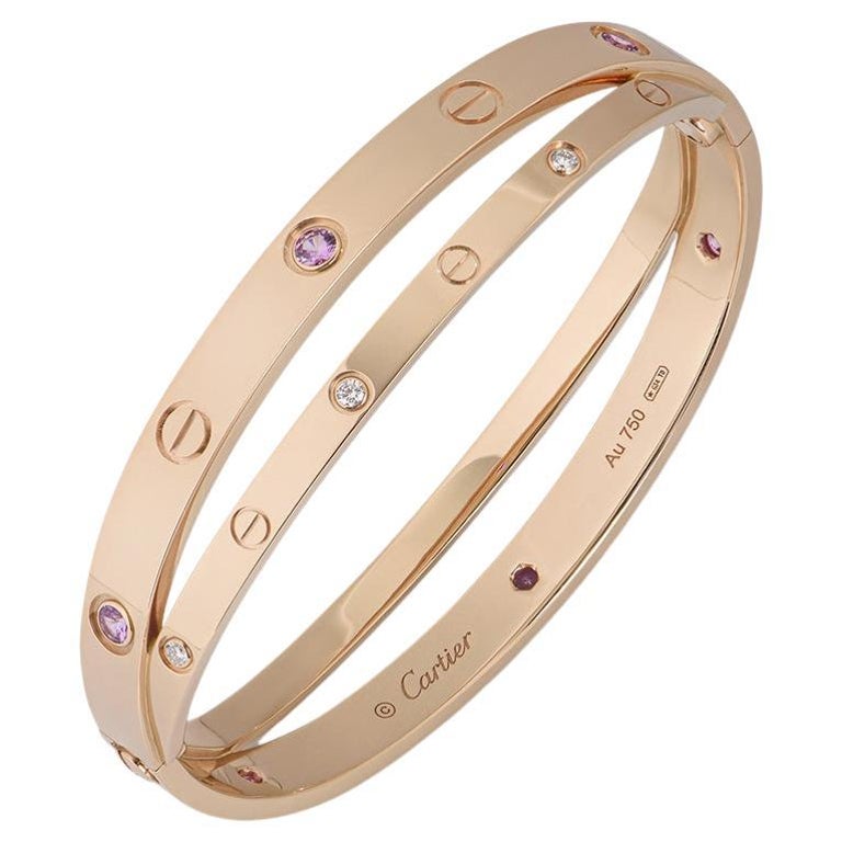 Cartier Rose Gold Full Pave Diamond Love Bracelet N6036916 at 1stDibs