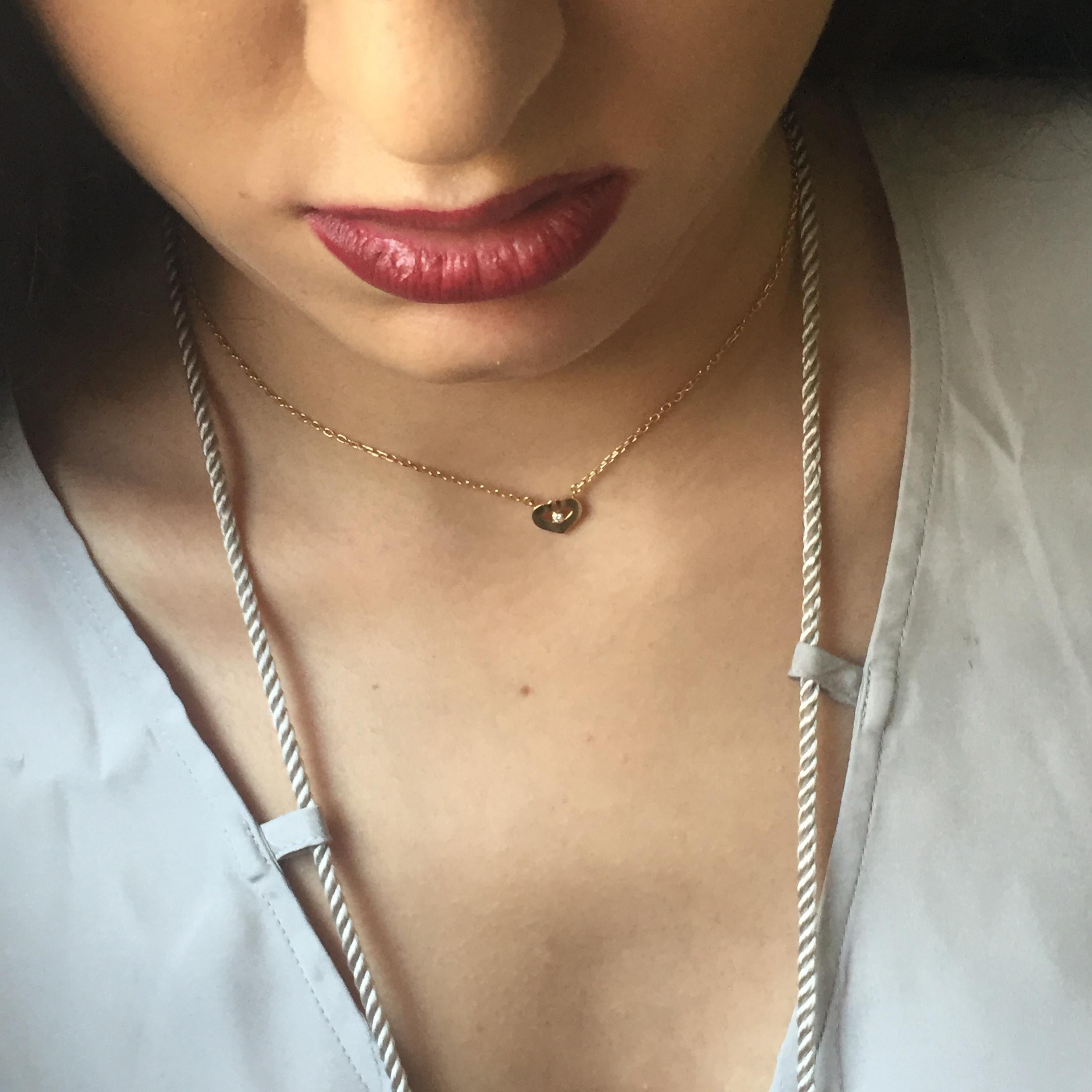 Cartier Rose Gold Herz-Anhänger Halskette mit Diamant im Zustand „Hervorragend“ im Angebot in West Hollywood, CA