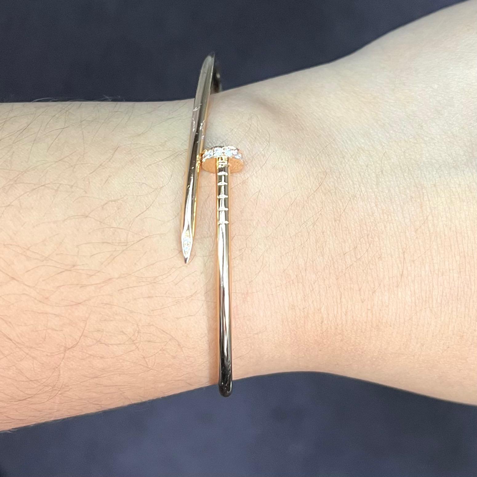 Contemporary Cartier Rose Gold Juste Un Clou Diamond Bangle Bracelet