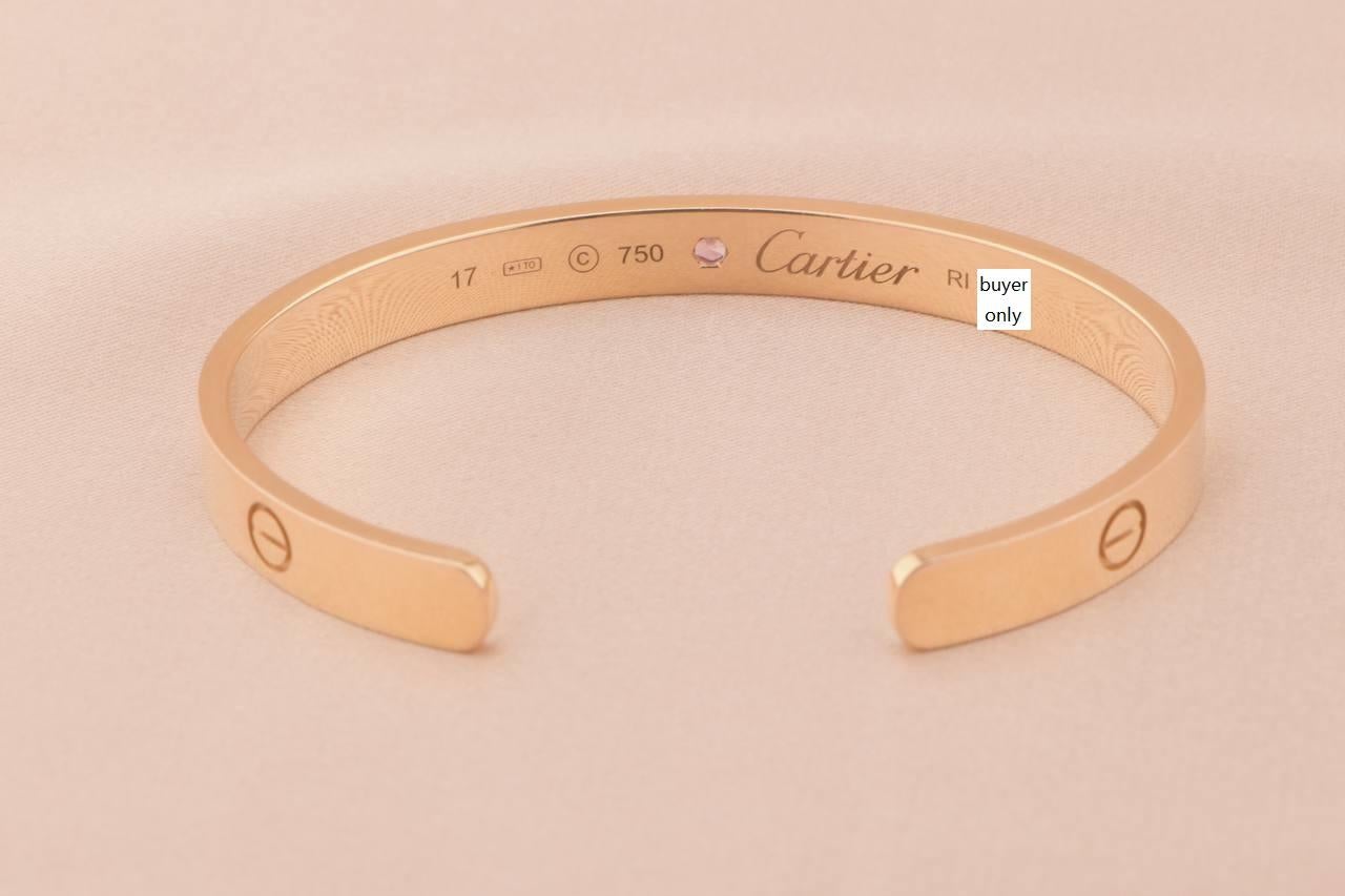Women's or Men's Cartier Rose Gold Love Bangle with Pink Sapphire