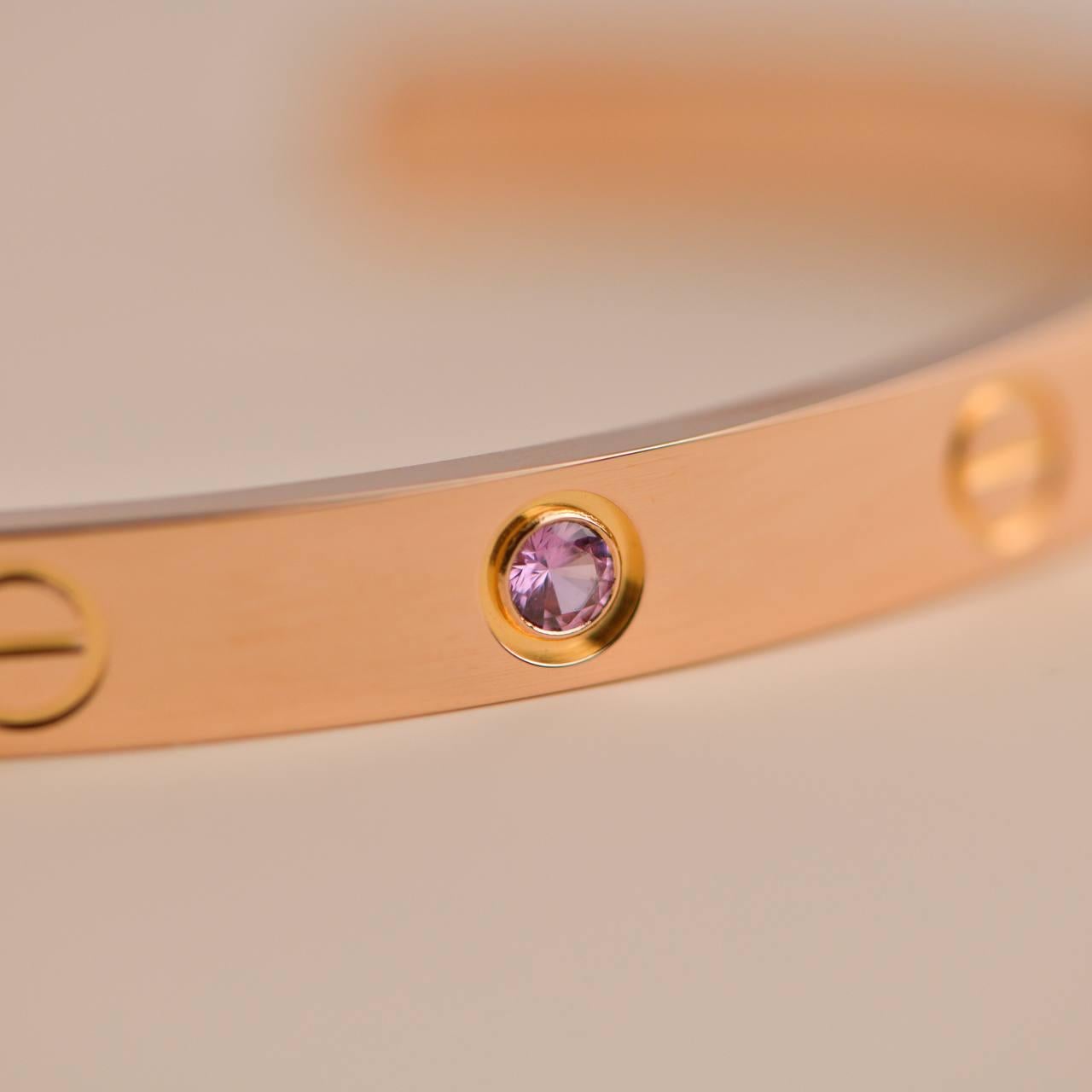 Cartier Rose Gold Love Bangle with Sapphire For Sale at 1stDibs