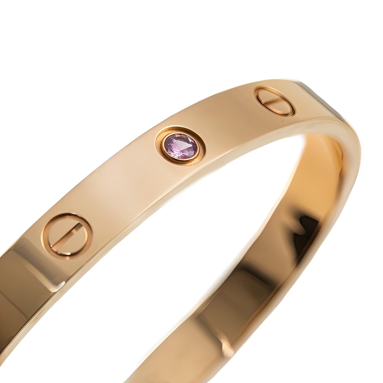 Brilliant Cut Cartier Rose Gold Love Bangle with Sapphire