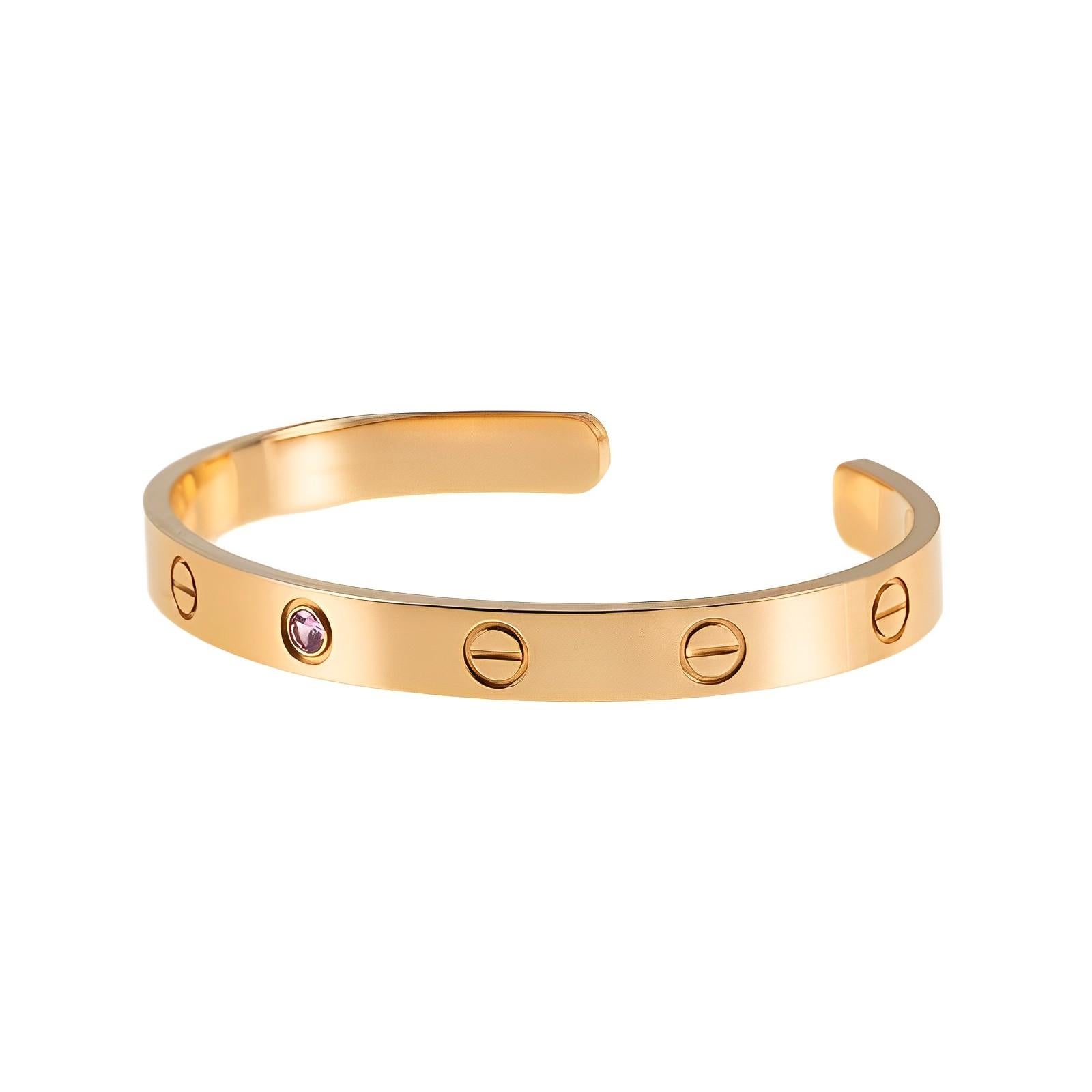 Women's or Men's Cartier Rose Gold Love Bangle with Sapphire