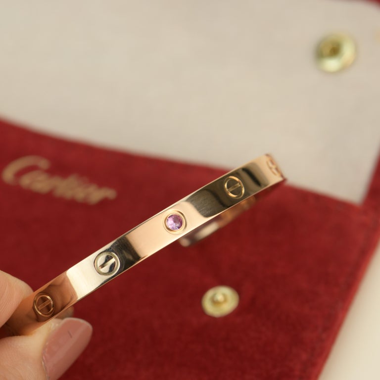 Cartier Rose Gold Love Bangle with Sapphire at 1stDibs