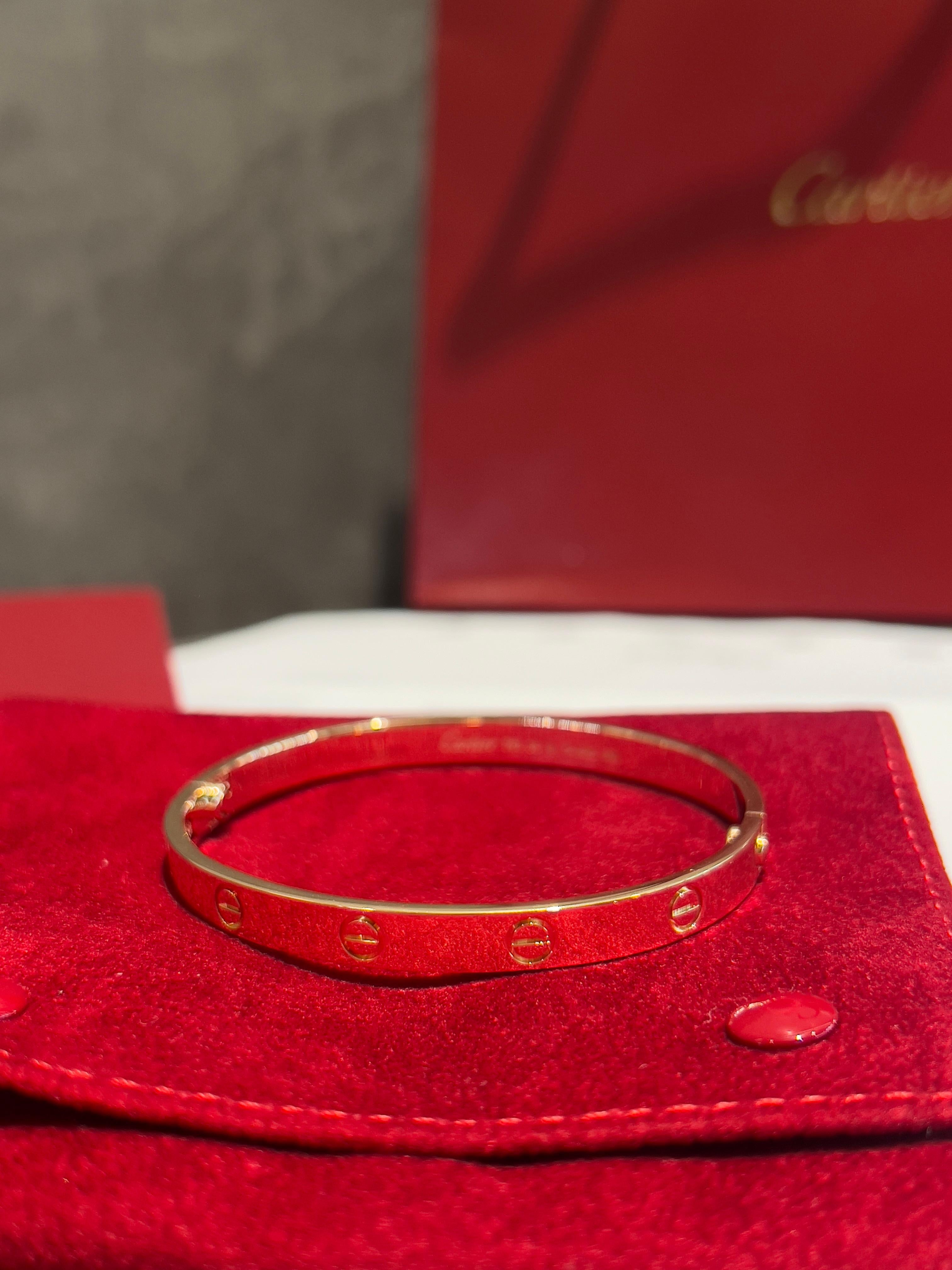 Cartier Rose Gold Love Bracelet 18k, size 18 For Sale 2