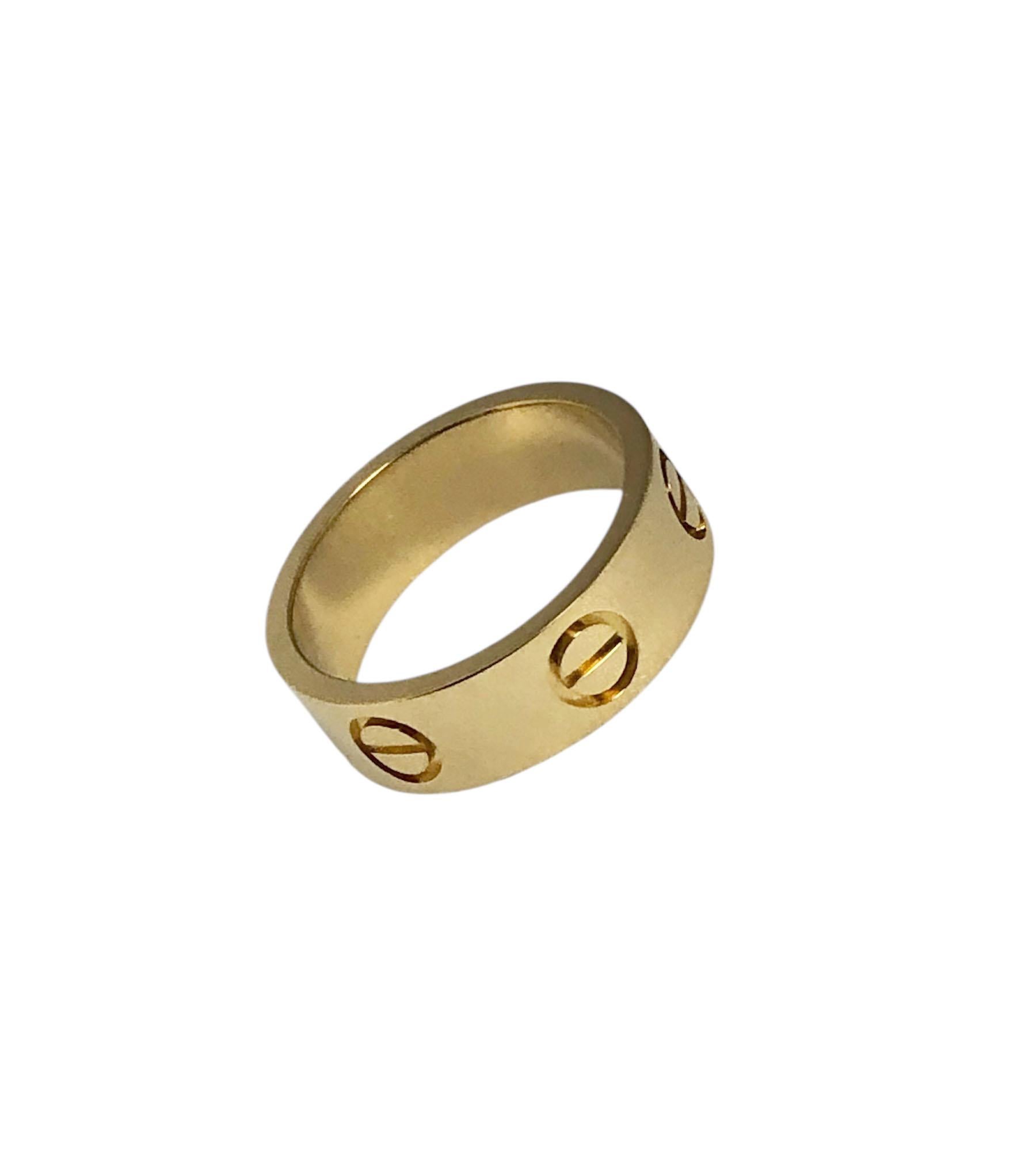 Women's or Men's Cartier Rose Gold Love collection Band Ring For Sale
